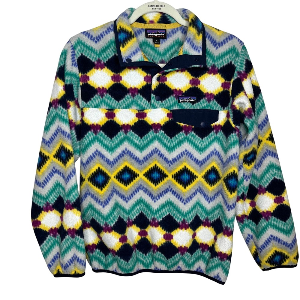 Patagonia Synchilla Size Small Snap T Fleece Pullover Aztec Print Jacket - Picture 2 of 8